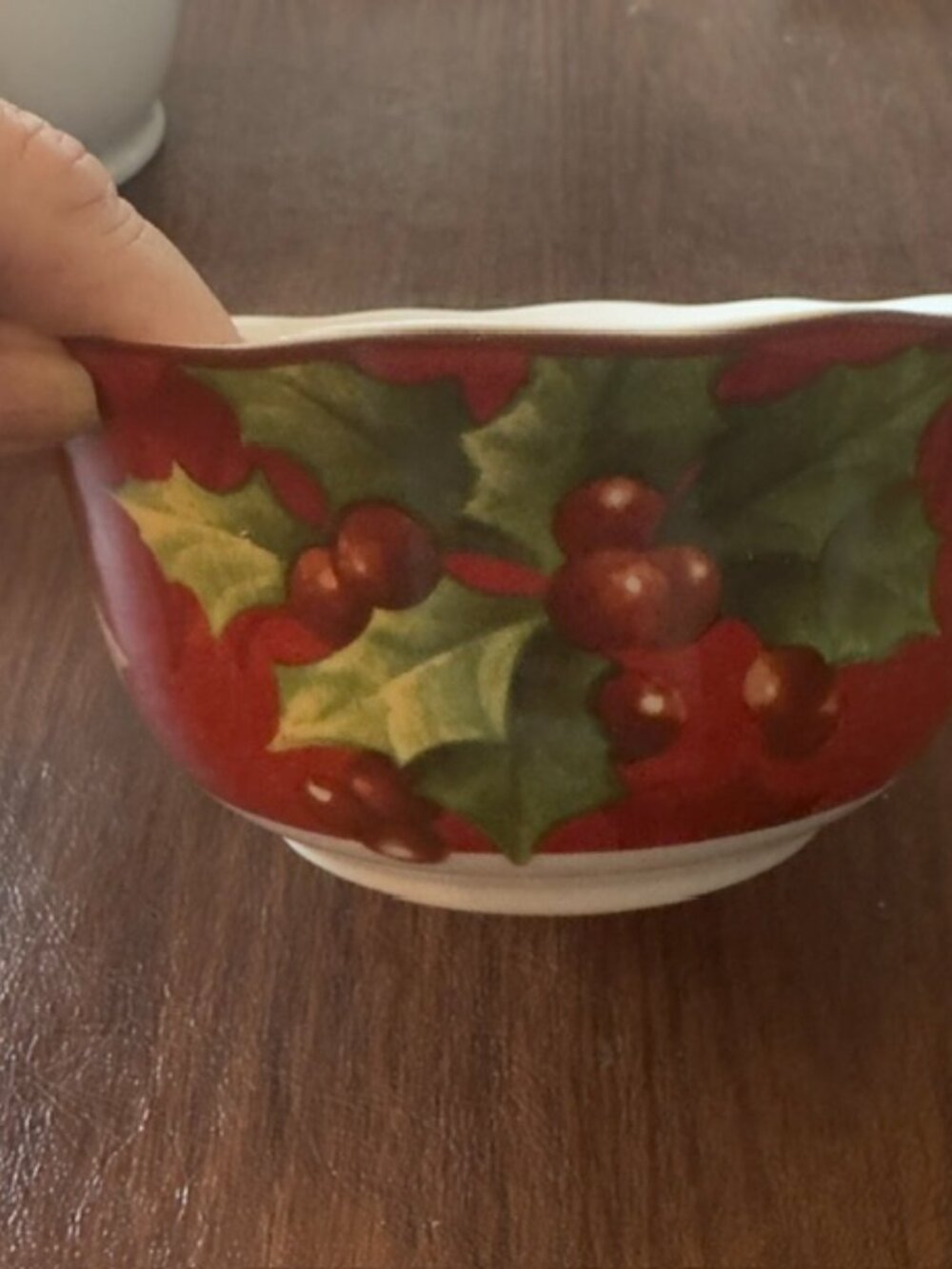 Decorative Poinsettia Holly holiday snack bowl